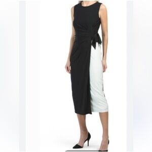 Carmen Marc Valvo Black and White Midi Dress
